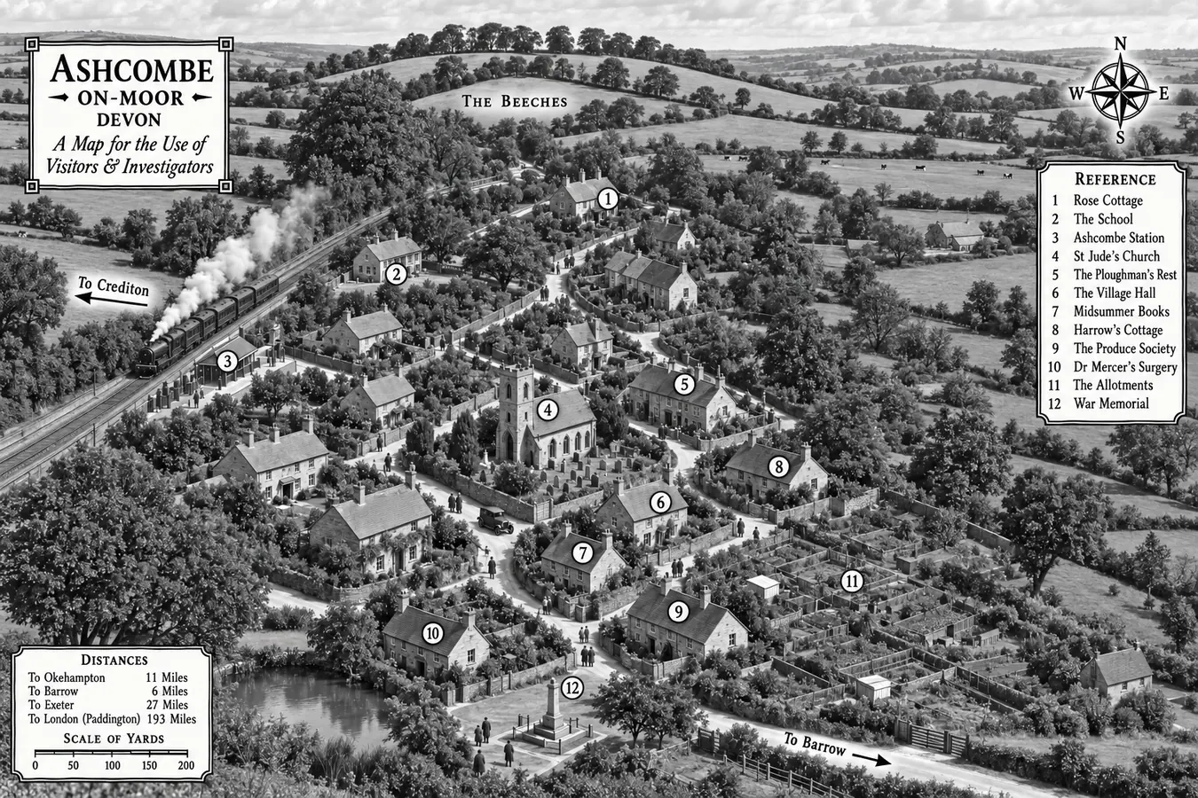 Map of Ashcombe-on-Moor