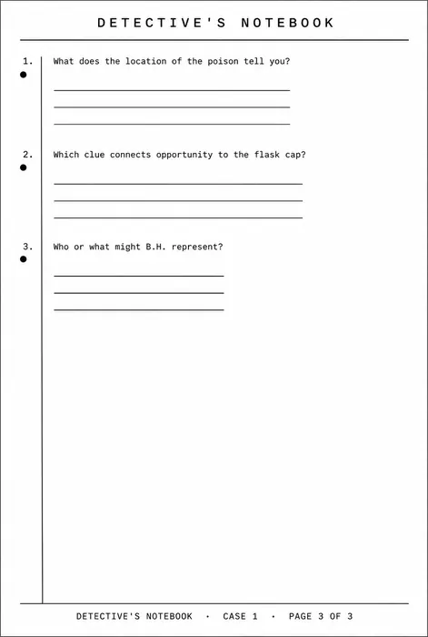 Detective's Notebook example from Poison Among the Roses