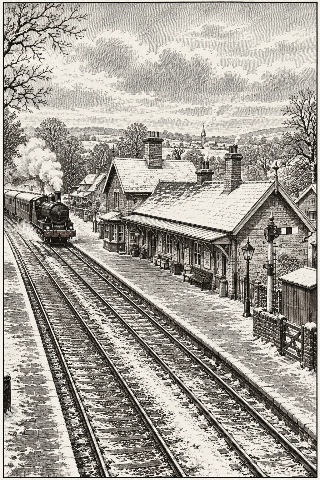 Ashcombe railway station in winter